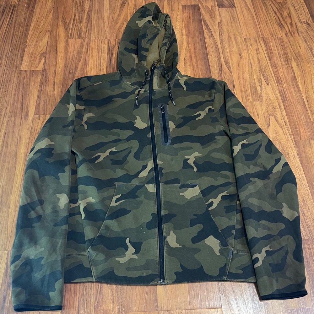 Old Navy Active Dynamic Fleece Hoodie Mens Small Camo Full Zip Jacket Green S